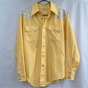 DISCO SHIRT VTG 60s 70s ROCKABILLY  Western  Saw Tooth Dagger Wide COLLAR MENS M